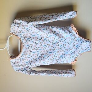 Sweet Honey Girls Size 5 Long Sleeved Swim Suit With Horse And Floral Design